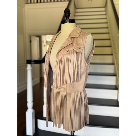 Y2k Fringe Vest Faux Suede Western Rodeo Cowgirl Boho Hippie Concert Festival - Picture 6 of 10